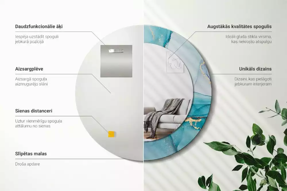 Kulaté zrcadlo s potiskem Abstraktní tekutina