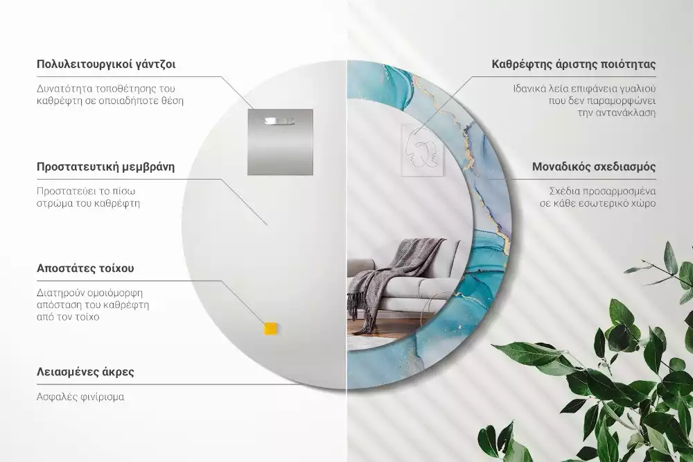 Kulaté zrcadlo s potiskem Abstraktní tekutina