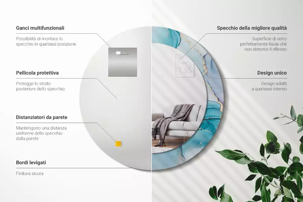 Kulaté zrcadlo s potiskem Abstraktní tekutina