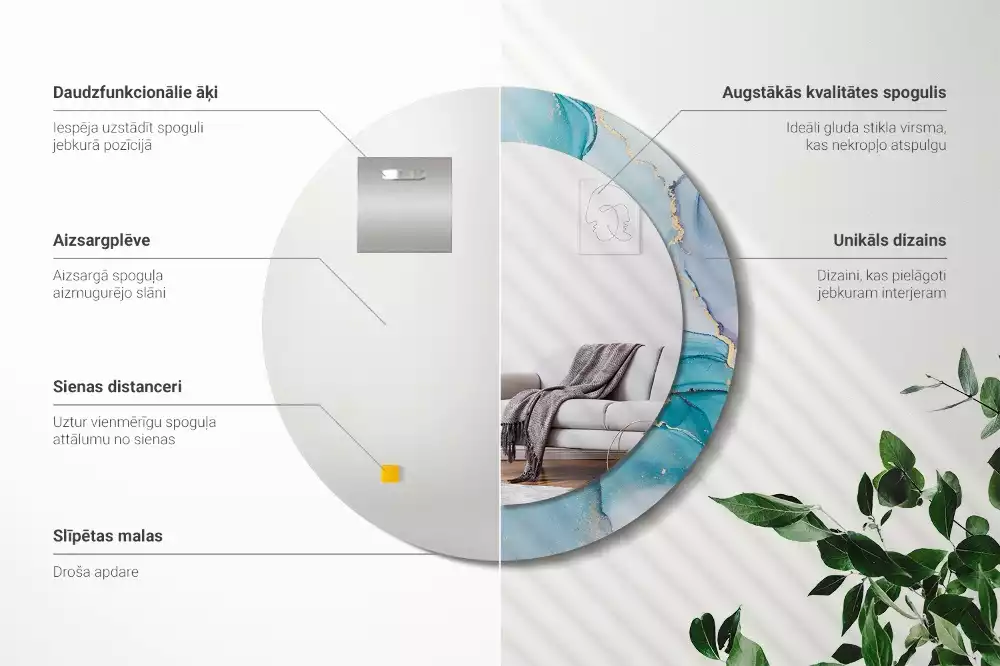 Kulaté zrcadlo s potiskem Abstraktní tekutina