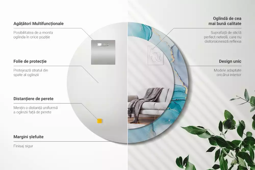 Kulaté zrcadlo s potiskem Abstraktní tekutina