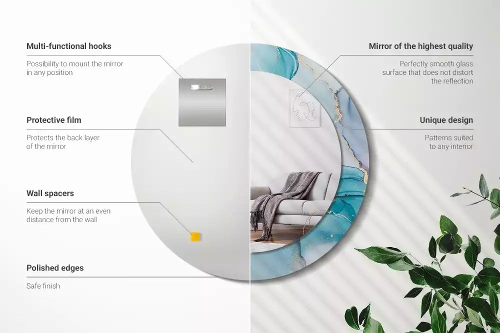 Kulaté zrcadlo s potiskem Abstraktní tekutina