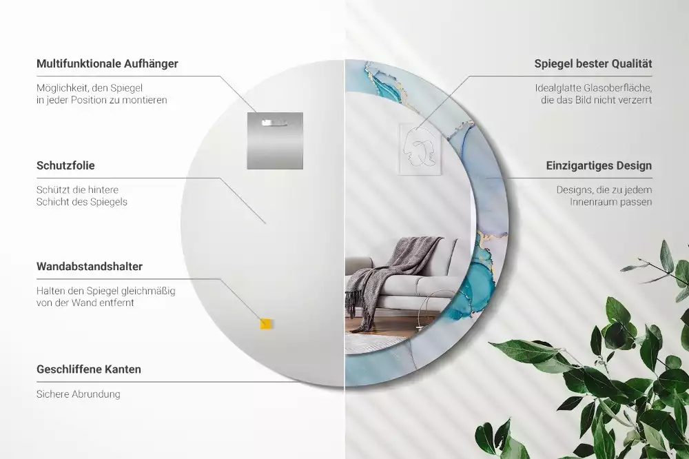 Kulaté zrcadlo s potiskem Abstraktní tekutina