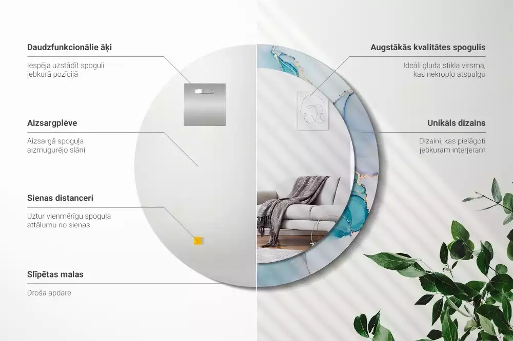 Kulaté zrcadlo s potiskem Abstraktní tekutina