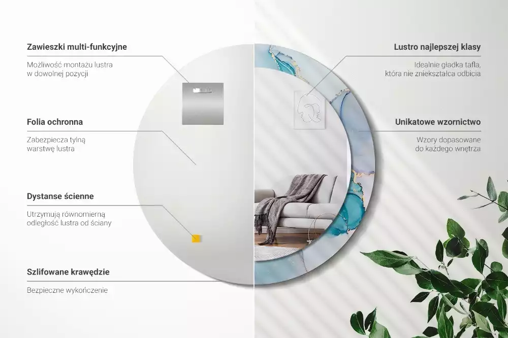 Kulaté zrcadlo s potiskem Abstraktní tekutina