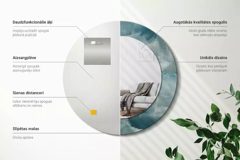 Kulaté zrcadlo s potiskem Modrý onyxový mramor