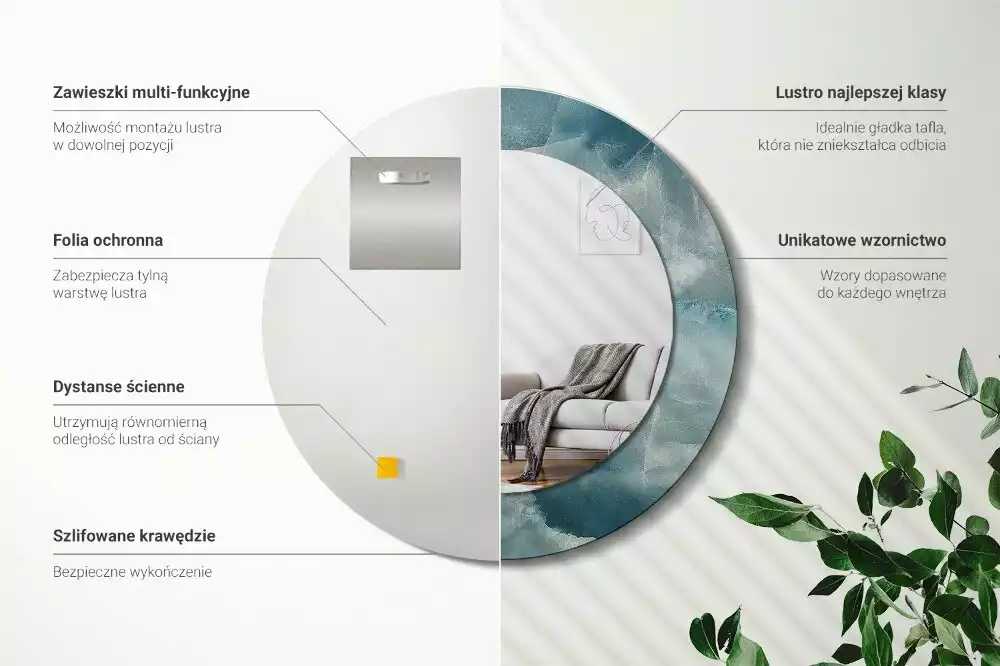 Kulaté zrcadlo s potiskem Modrý onyxový mramor