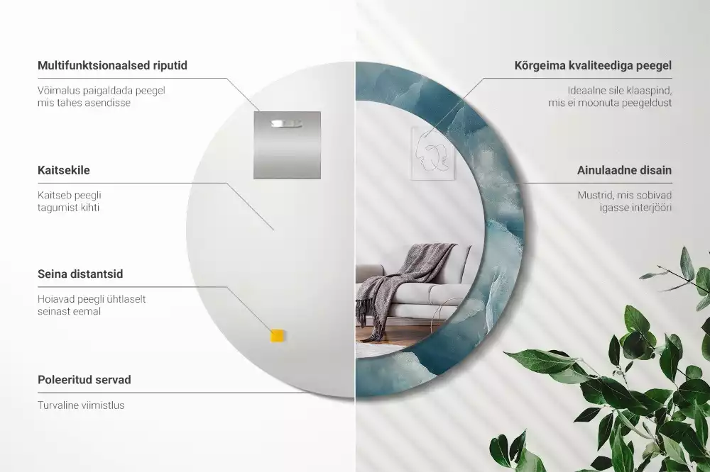 Kulaté zrcadlo s potiskem Modrý onyxový mramor