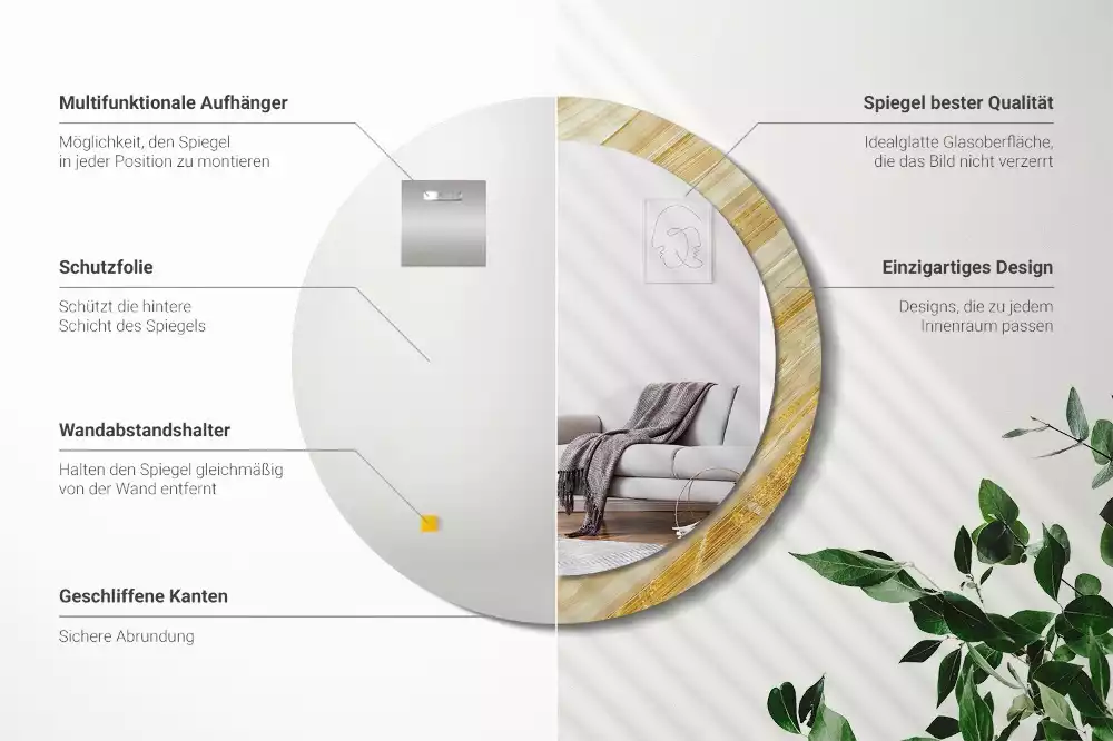 Kulaté zrcadlo s potiskem Abstraktní vzor