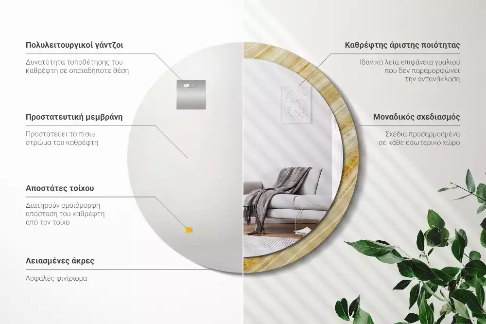 Kulaté zrcadlo s potiskem Abstraktní vzor