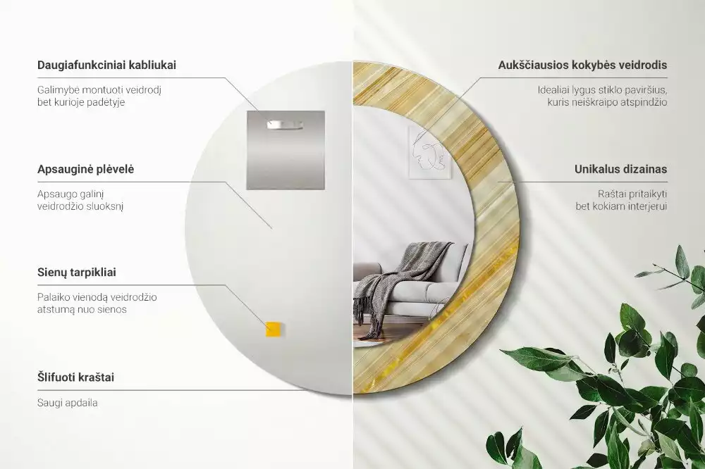 Kulaté zrcadlo s potiskem Abstraktní vzor