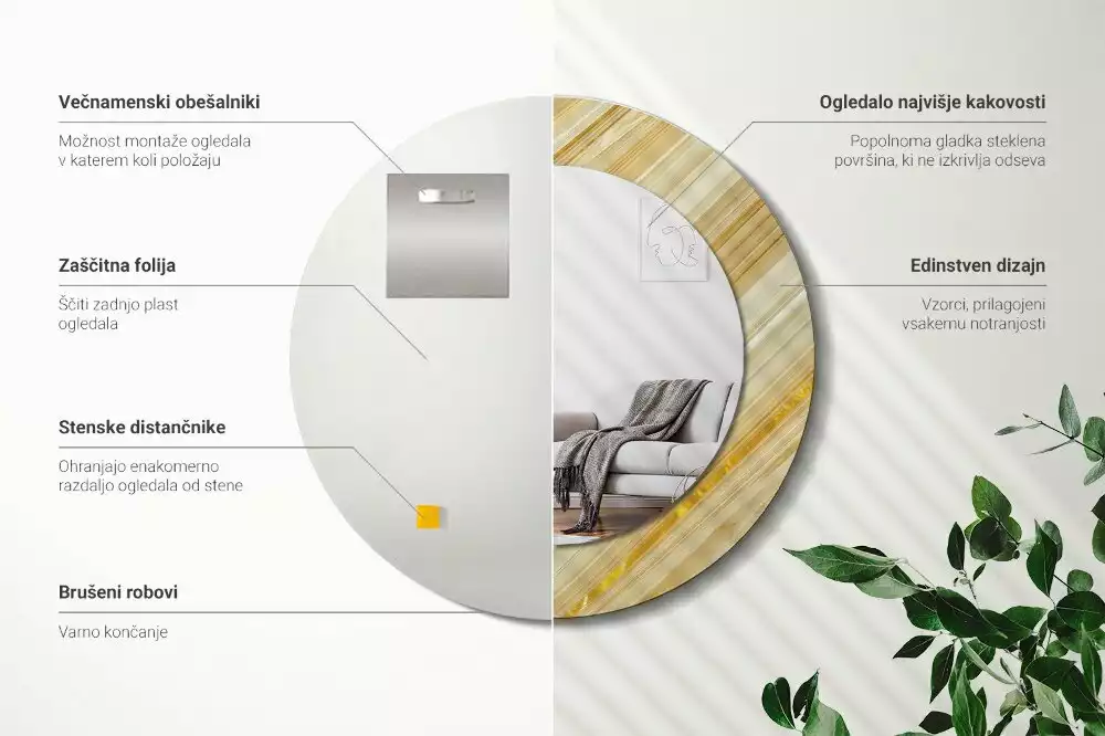Kulaté zrcadlo s potiskem Abstraktní vzor