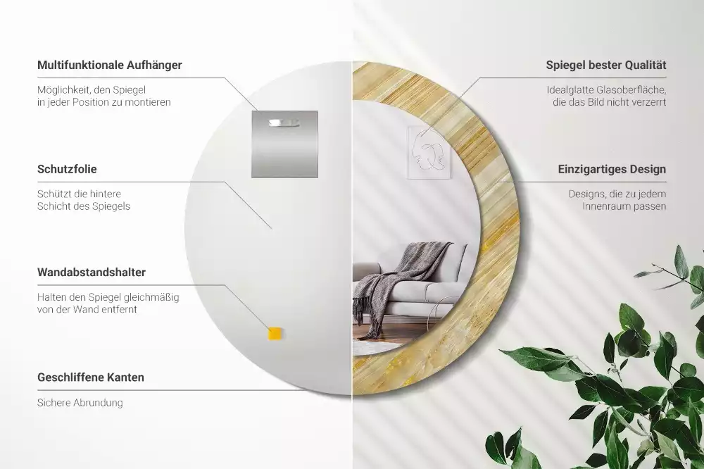 Kulaté zrcadlo s potiskem Abstraktní vzor