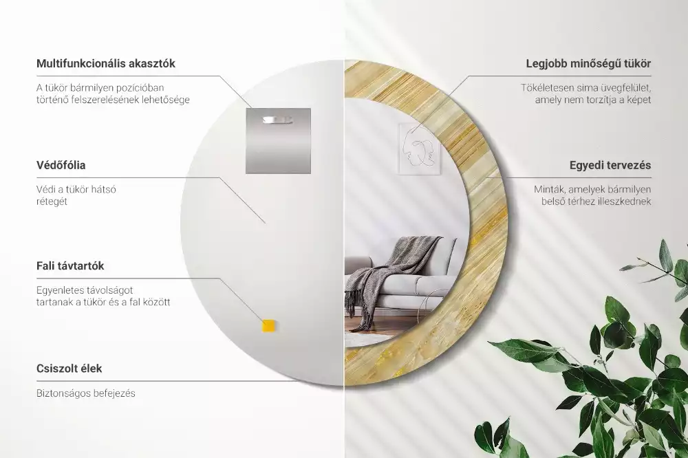 Kulaté zrcadlo s potiskem Abstraktní vzor