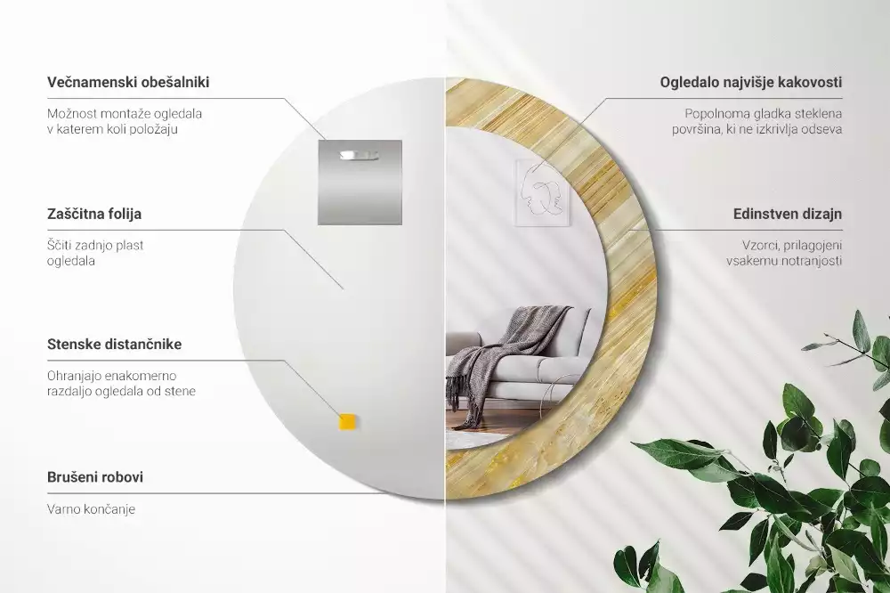 Kulaté zrcadlo s potiskem Abstraktní vzor