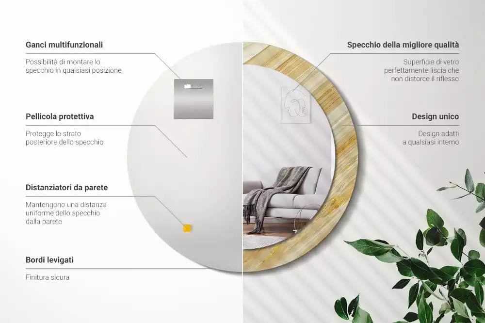 Kulaté zrcadlo s potiskem Abstraktní vzor