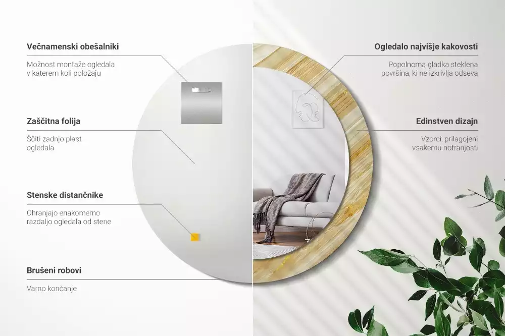 Kulaté zrcadlo s potiskem Abstraktní vzor