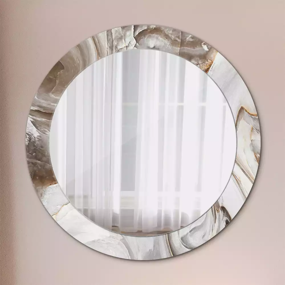 Kulaté dekorativní zrcadlo na zeď Světlý mramor