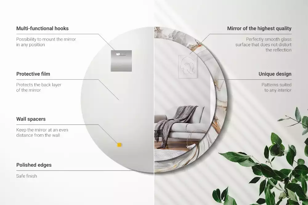 Kulaté dekorativní zrcadlo na zeď Světlý mramor