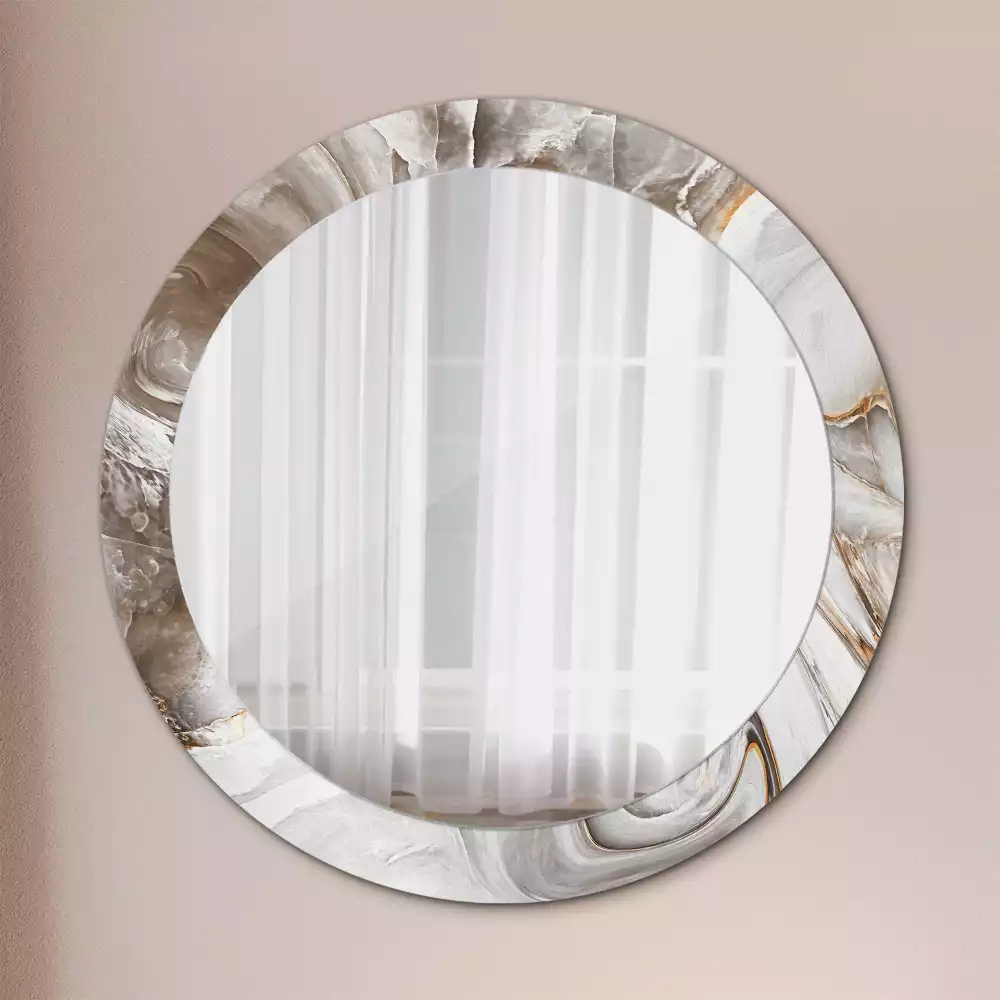 Kulaté dekorativní zrcadlo na zeď Světlý mramor