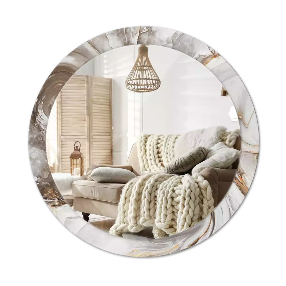 Kulaté dekorativní zrcadlo na zeď Světlý mramor