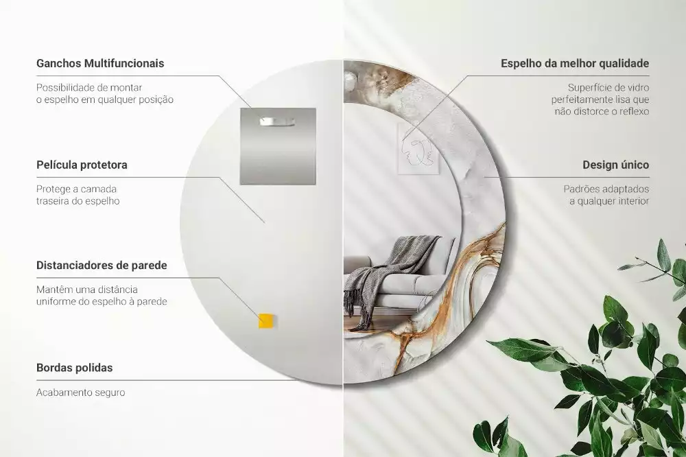 Kulaté dekorativní zrcadlo na zeď Světlý mramor