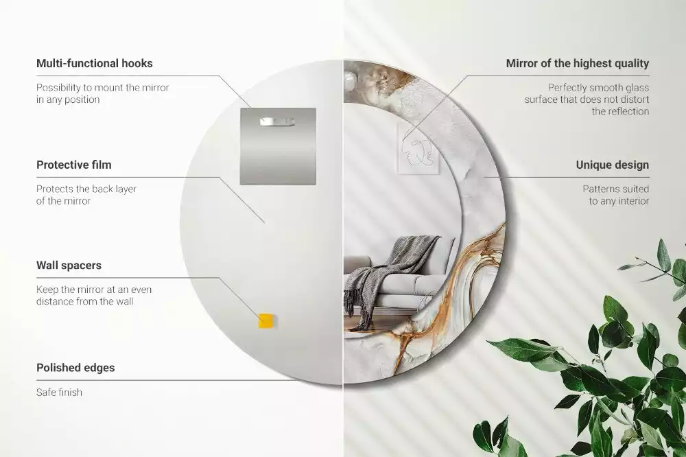 Kulaté dekorativní zrcadlo na zeď Světlý mramor