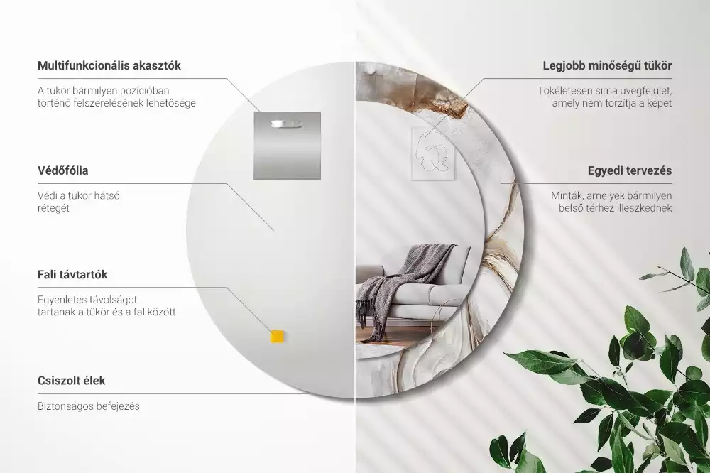 Kulaté dekorativní zrcadlo na zeď Světlý mramor