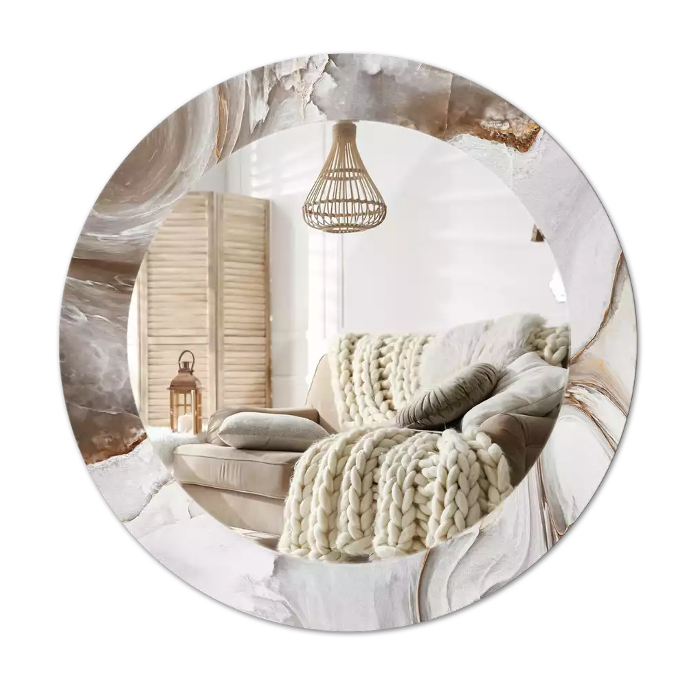 Kulaté dekorativní zrcadlo na zeď Světlý mramor