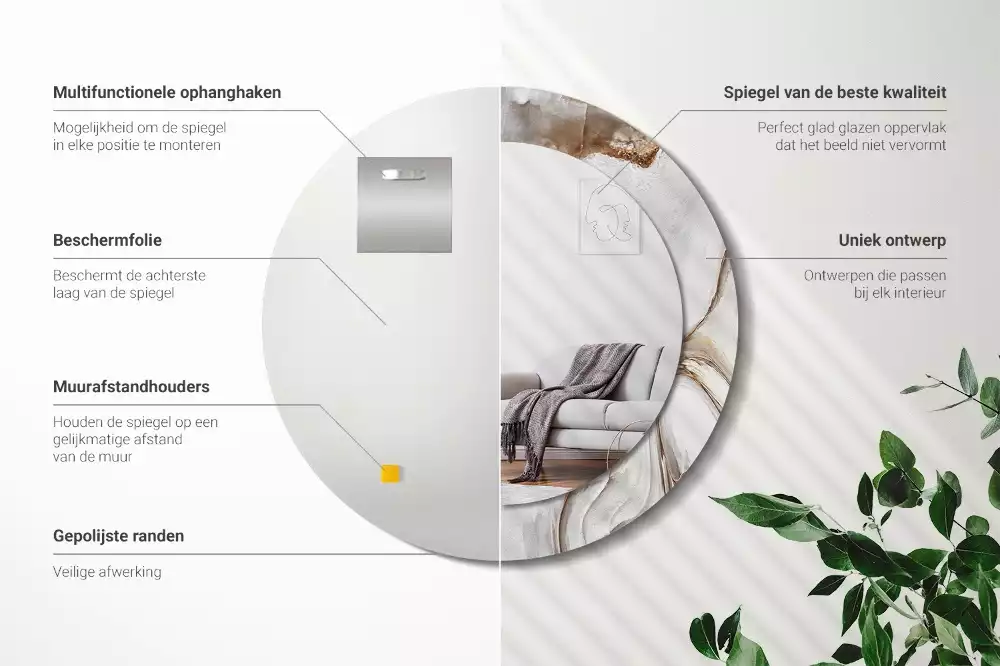 Kulaté dekorativní zrcadlo na zeď Světlý mramor