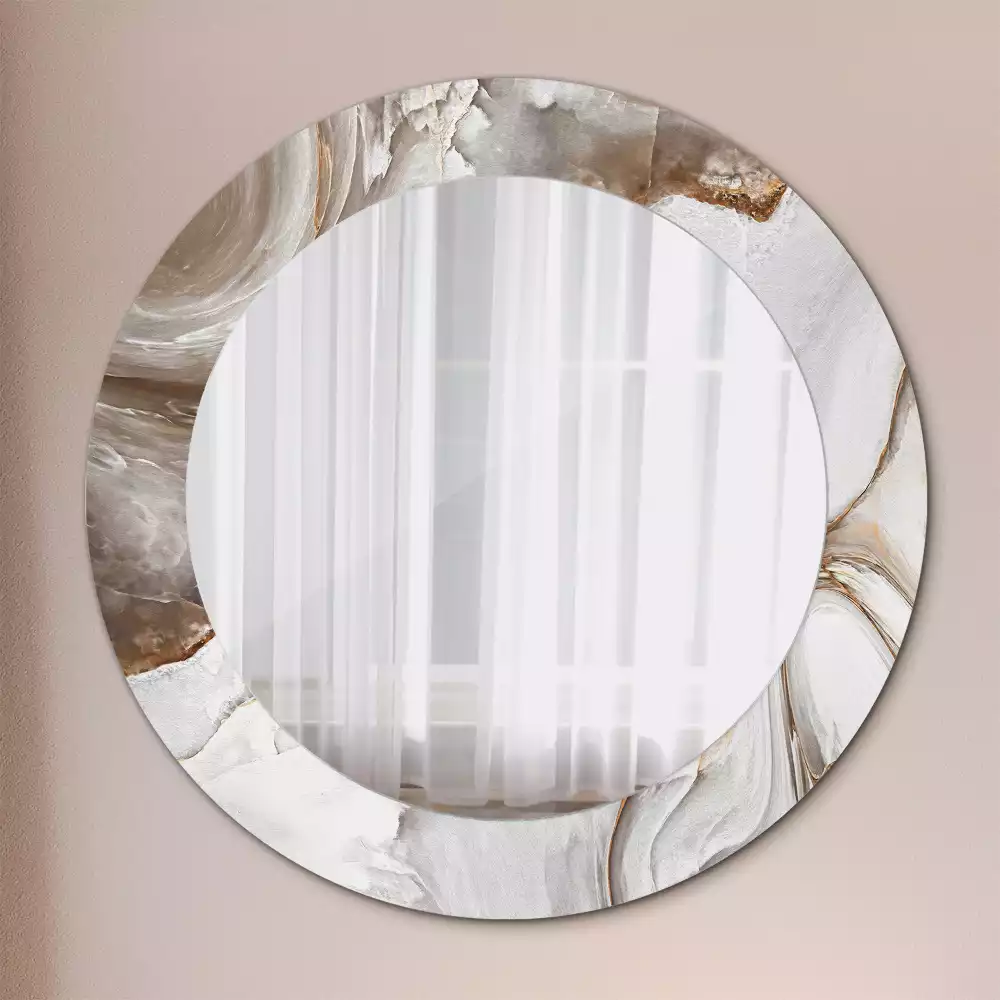 Kulaté dekorativní zrcadlo na zeď Světlý mramor