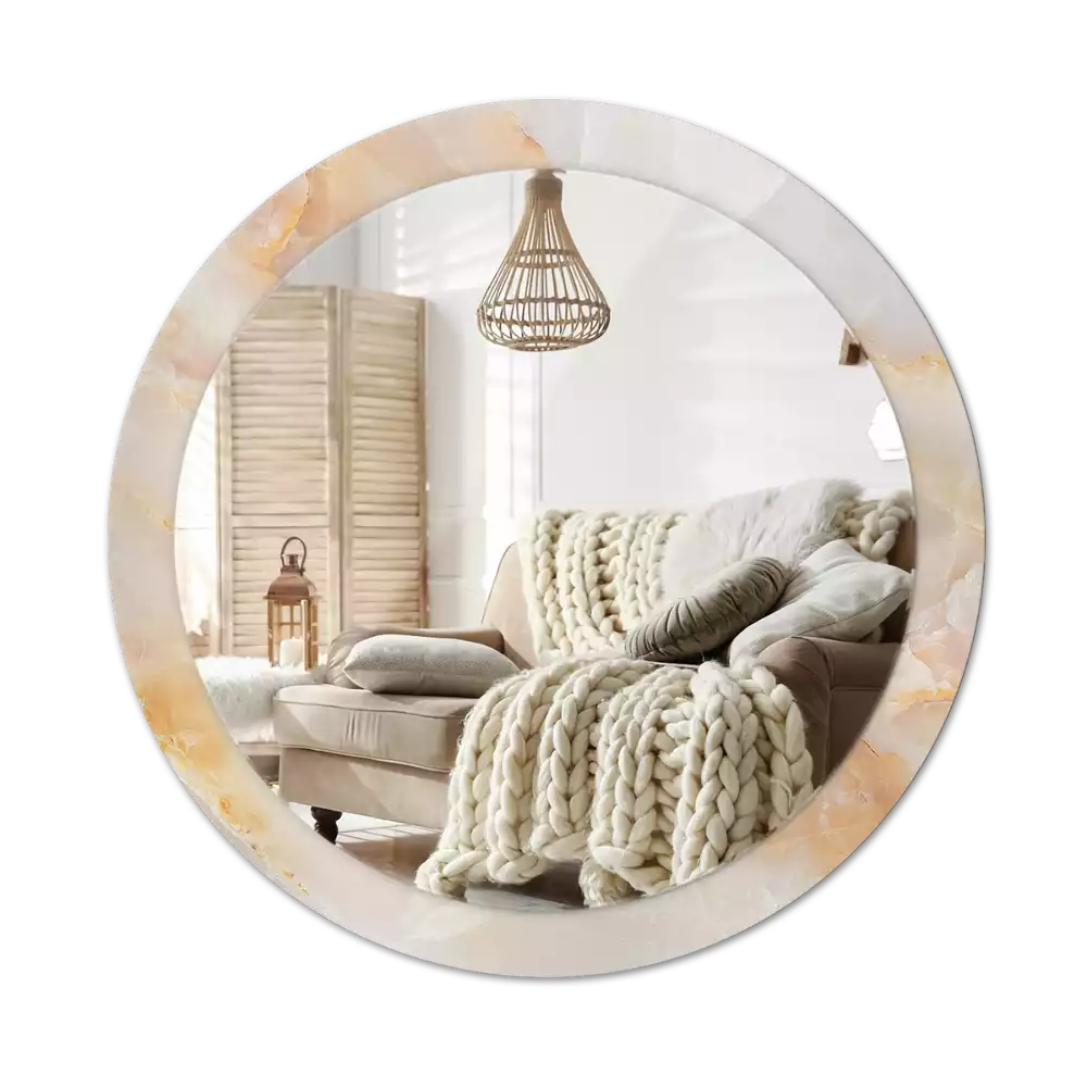 Kulaté dekorativní zrcadlo na zeď Onyxový mramor