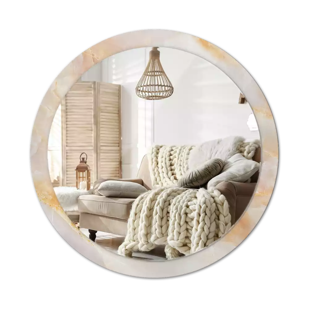 Kulaté dekorativní zrcadlo na zeď Onyxový mramor