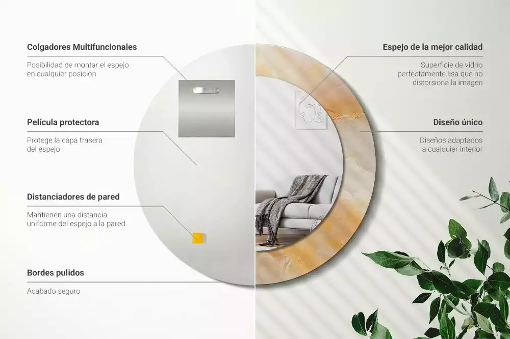 Kulaté dekorativní zrcadlo na zeď Onyxový mramor