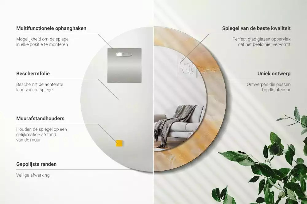 Kulaté dekorativní zrcadlo na zeď Onyxový mramor