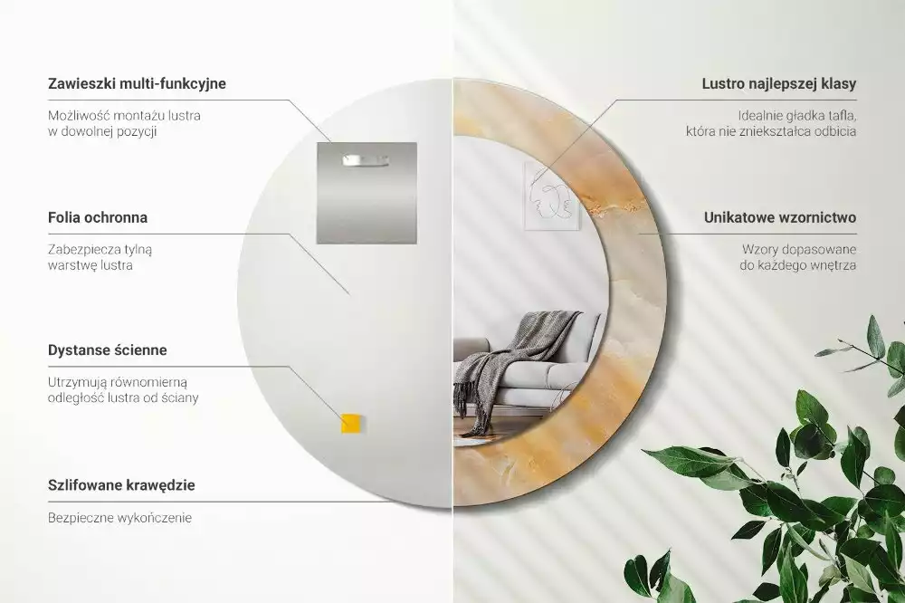 Kulaté dekorativní zrcadlo na zeď Onyxový mramor