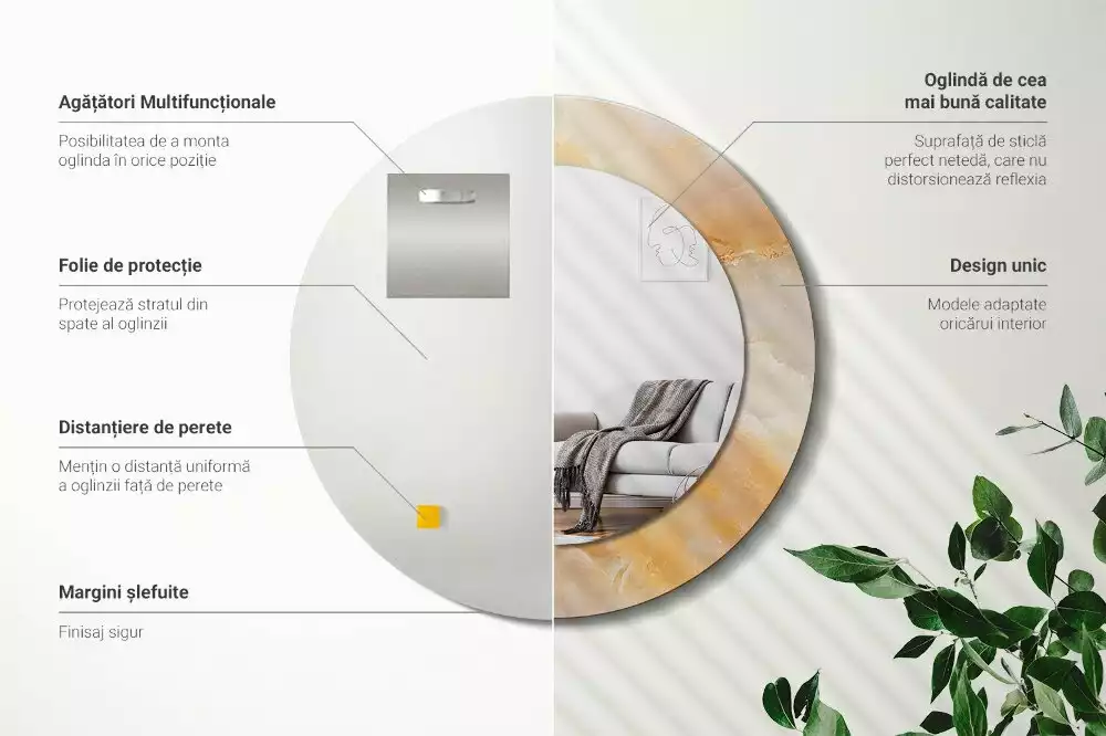 Kulaté dekorativní zrcadlo na zeď Onyxový mramor