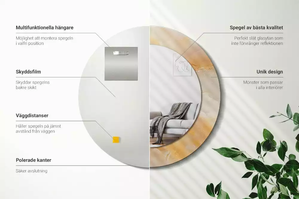 Kulaté dekorativní zrcadlo na zeď Onyxový mramor