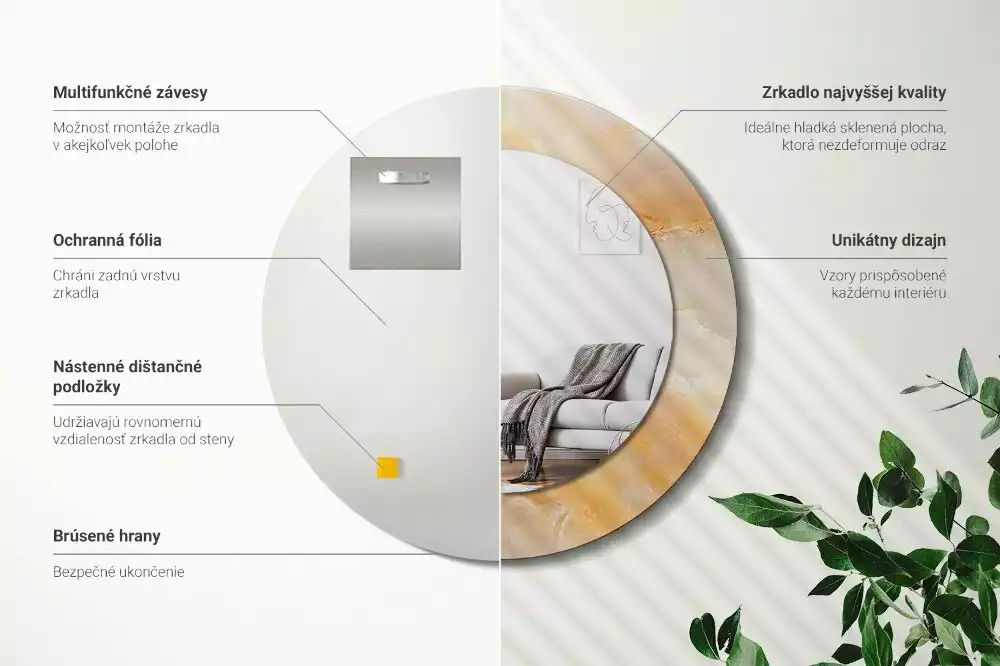 Kulaté dekorativní zrcadlo na zeď Onyxový mramor