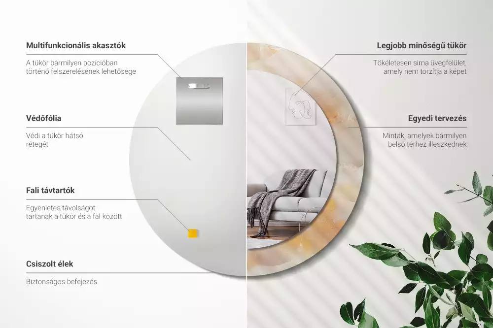 Kulaté dekorativní zrcadlo na zeď Onyxový mramor