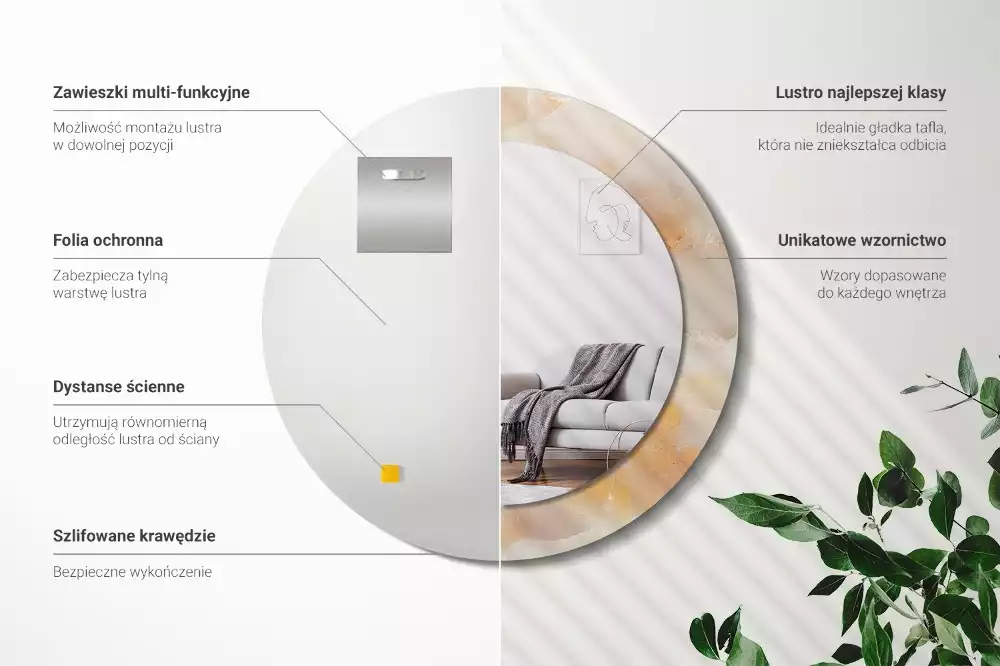 Kulaté dekorativní zrcadlo na zeď Onyxový mramor