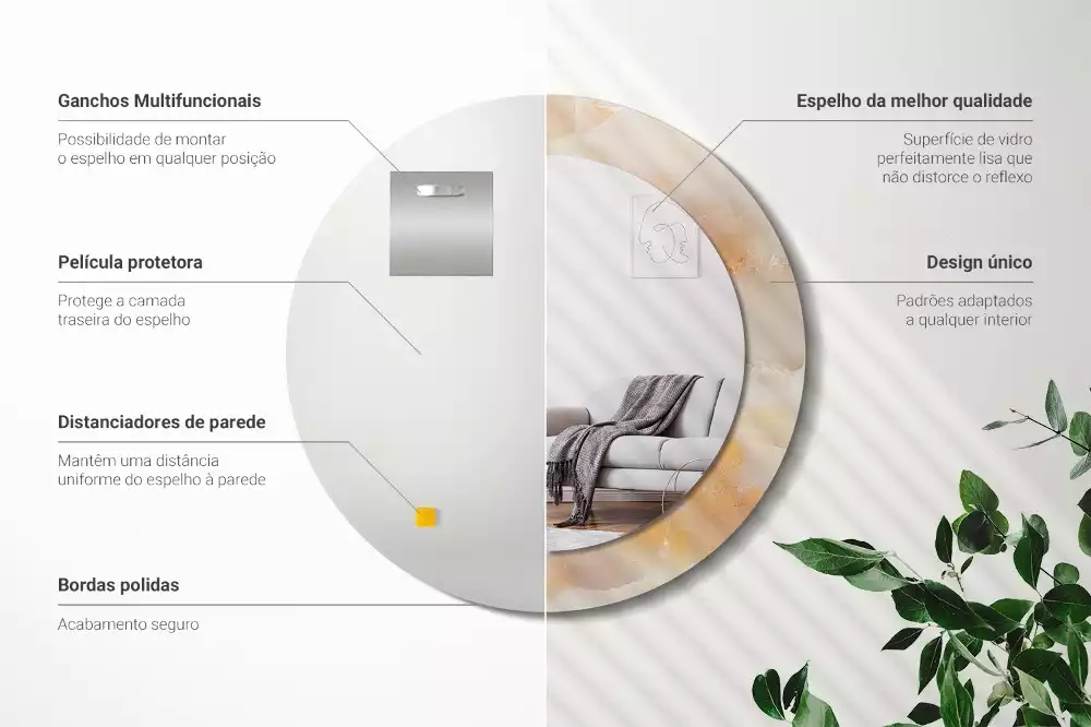 Kulaté dekorativní zrcadlo na zeď Onyxový mramor