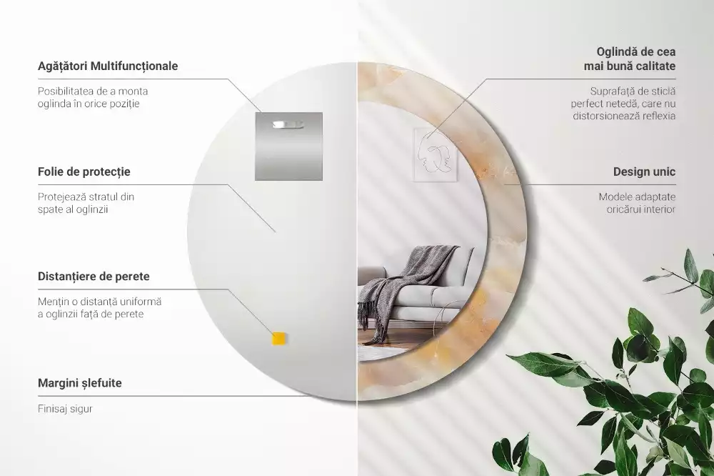 Kulaté dekorativní zrcadlo na zeď Onyxový mramor