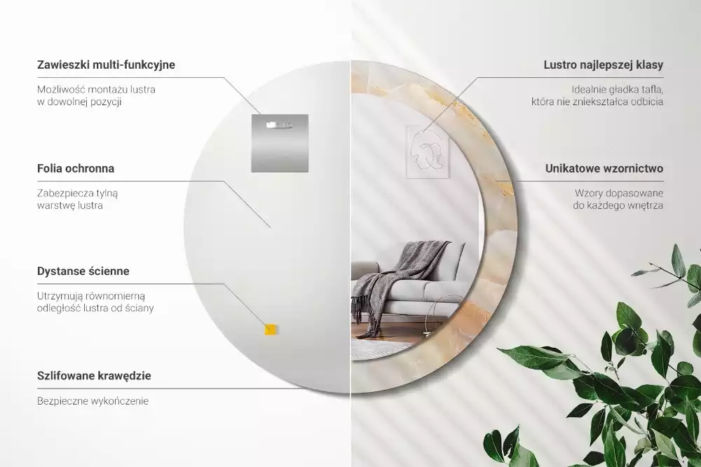 Kulaté dekorativní zrcadlo na zeď Onyxový mramor