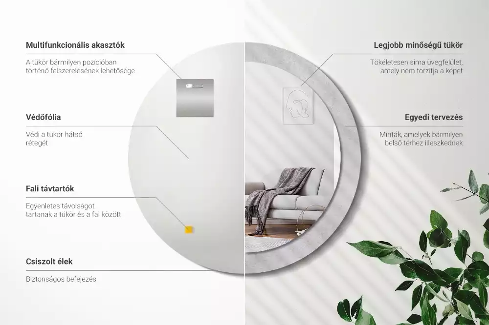 Kulaté dekorativní zrcadlo Betonová textura