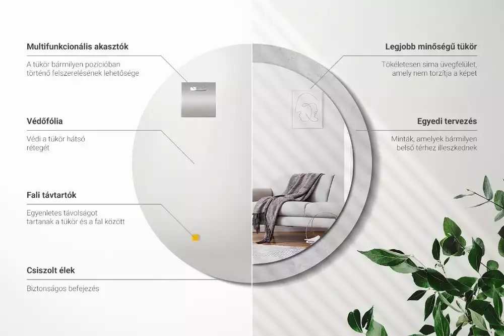 Kulaté dekorativní zrcadlo Betonová textura