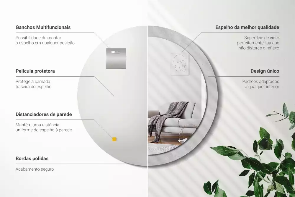 Kulaté dekorativní zrcadlo Betonová textura