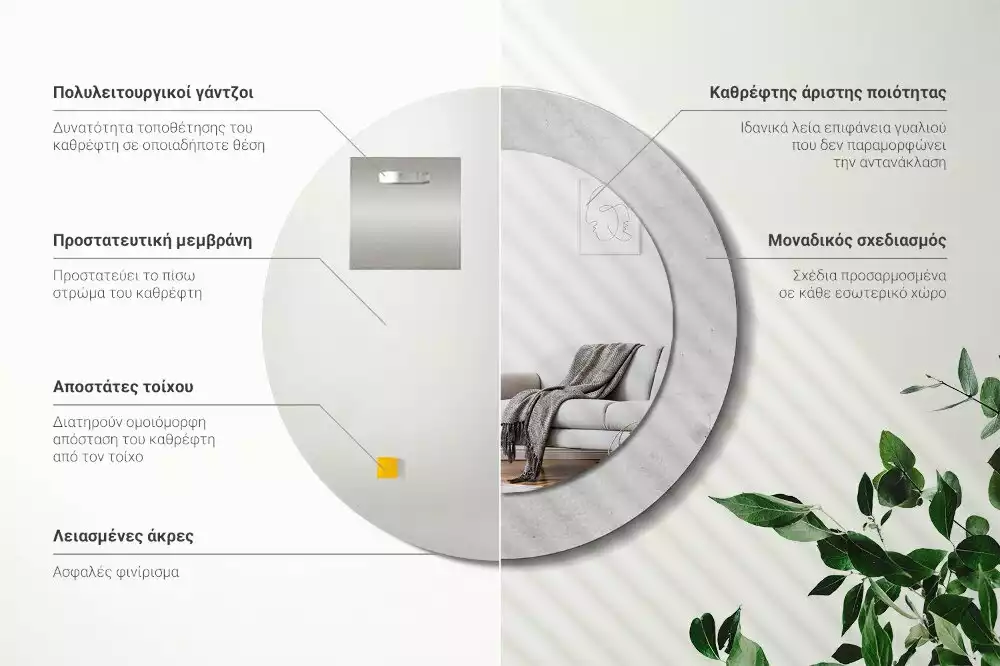 Kulaté dekorativní zrcadlo Betonová textura