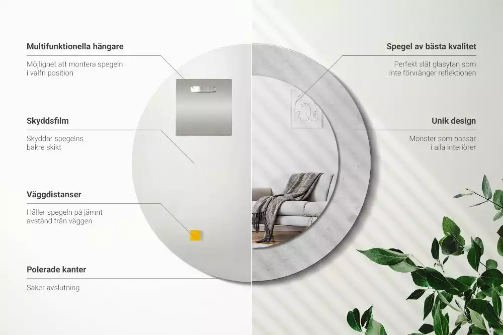 Kulaté dekorativní zrcadlo Betonová textura