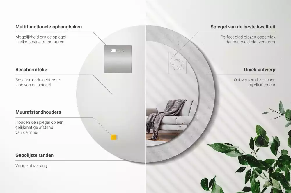 Kulaté dekorativní zrcadlo Betonová textura